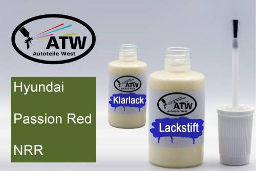 Hyundai, Passion Red, NRR: 20ml Lackstift + 20ml Klarlack - Set, von ATW Autoteile West.